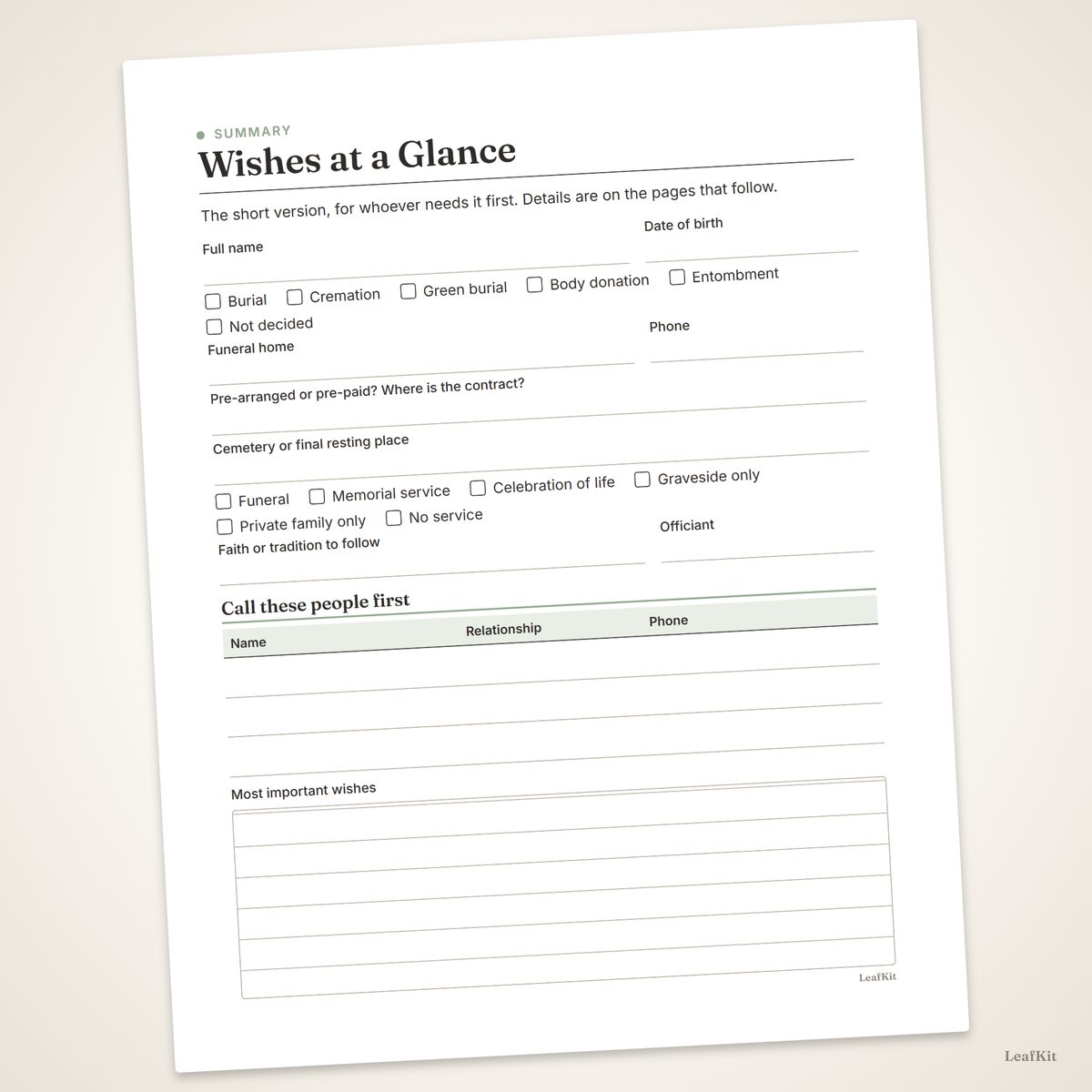 Funeral & Memorial Planning Workbook photo 3, closeup