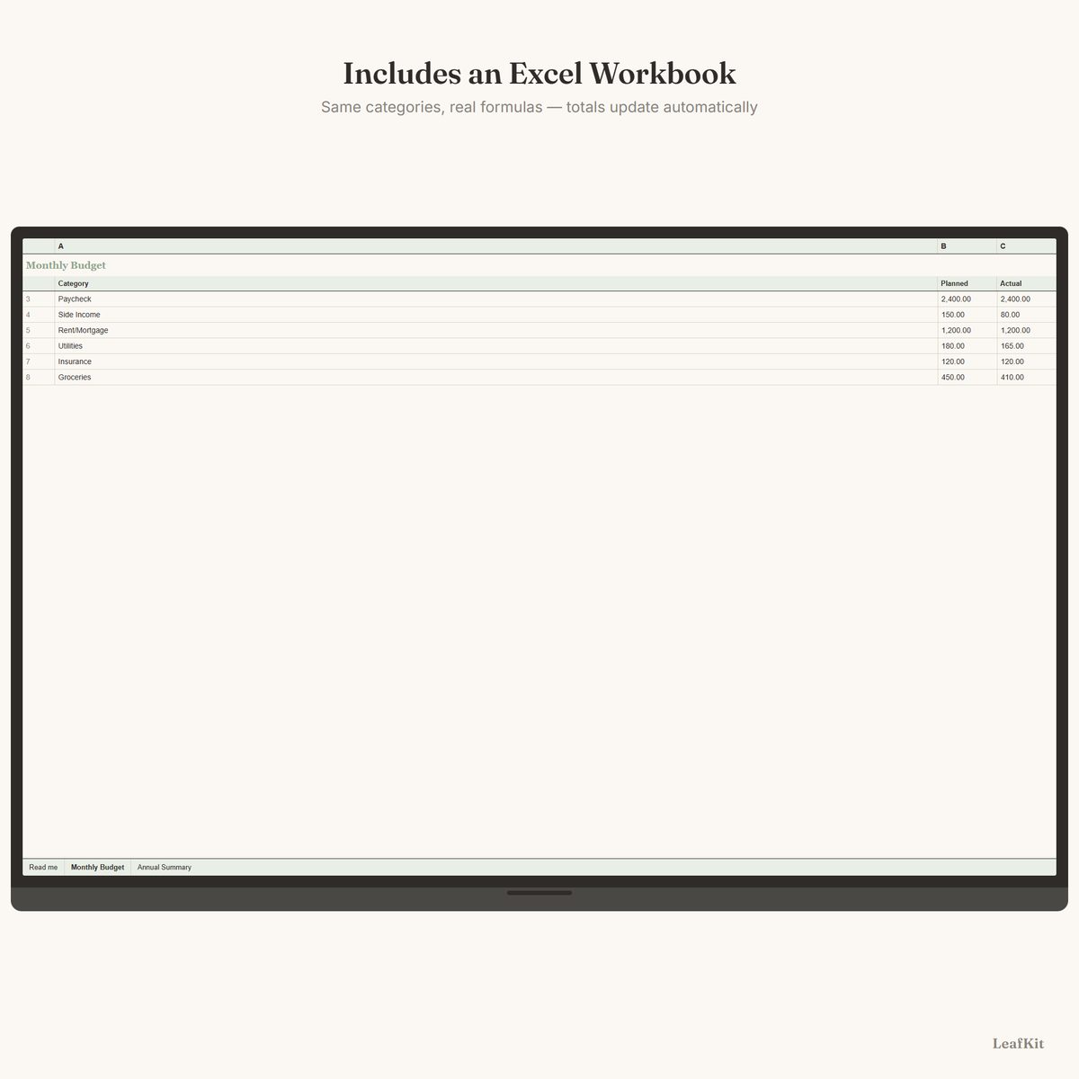 Home Budget Kit photo 7, spreadsheet