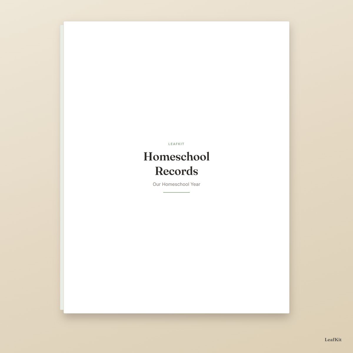 Homeschool Records Kit photo 7, binder cover