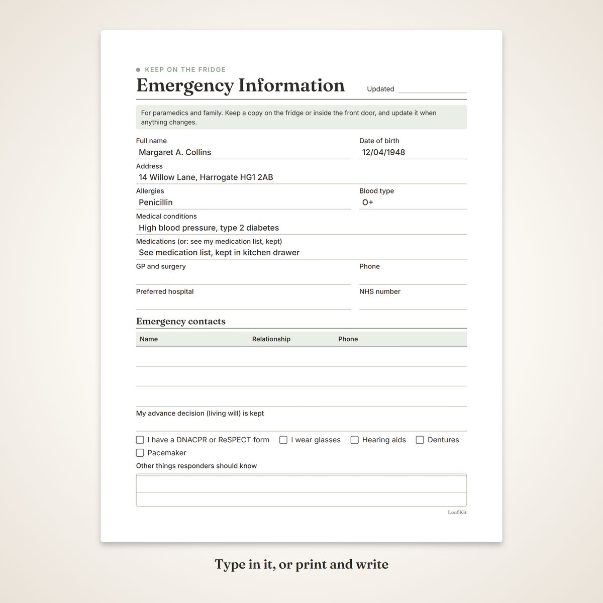 If Something Happens to Me Binder: UK Edition photo 4, fillable demo