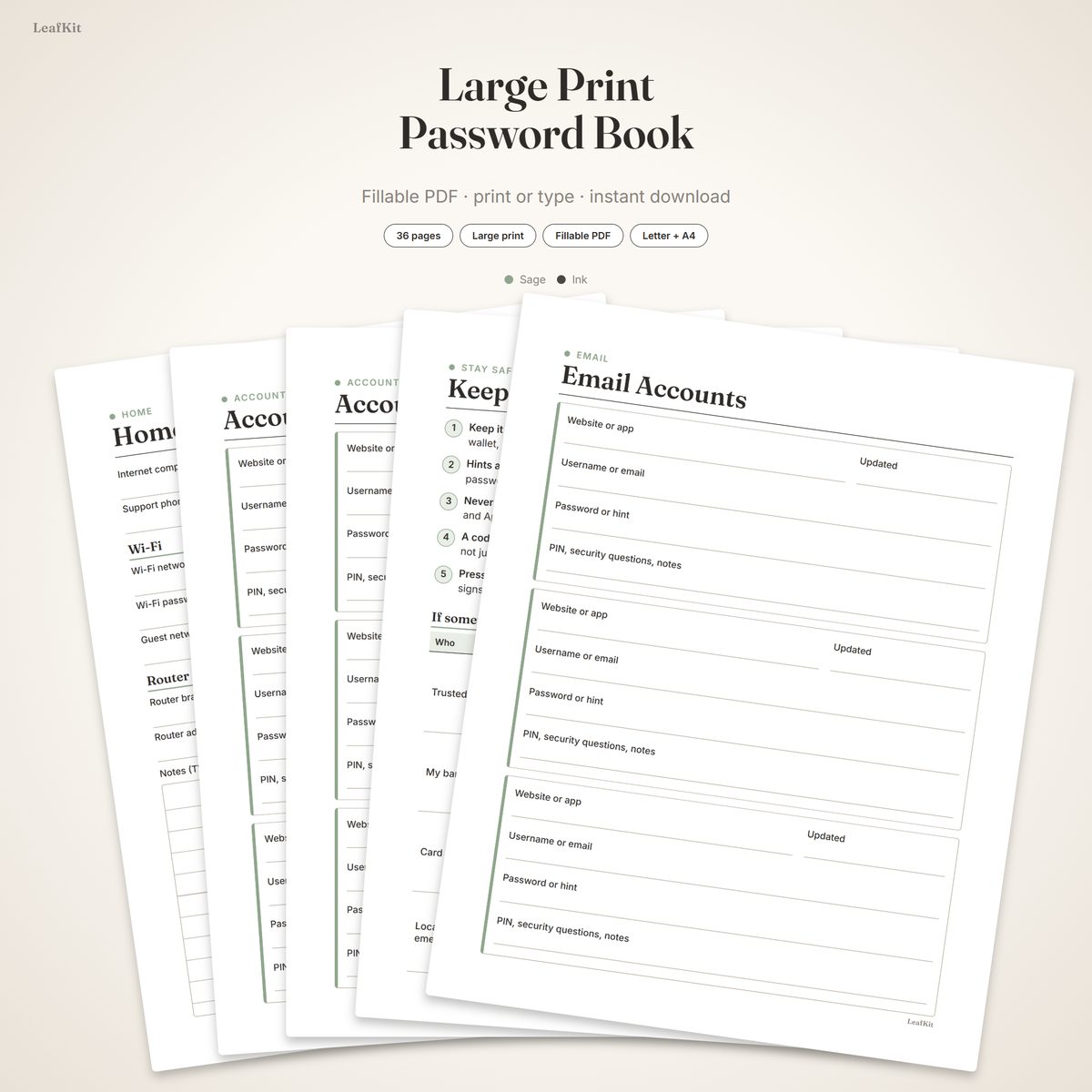 Large Print Password Book cover