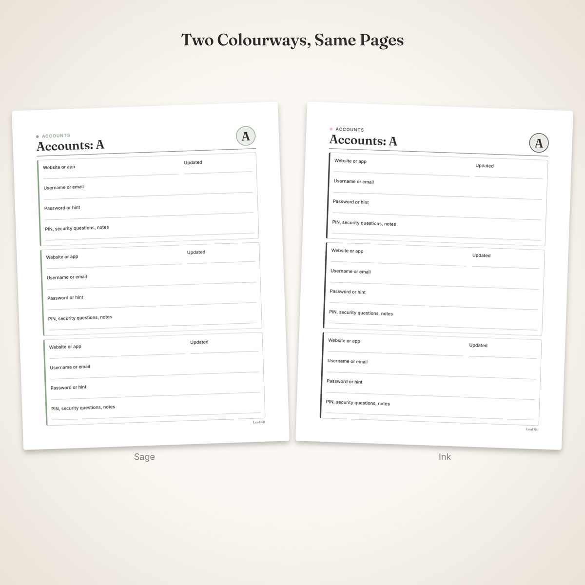 Large Print Password Book photo 5, colourways